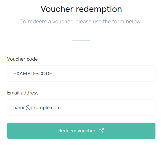 Enter your voucher code and email address